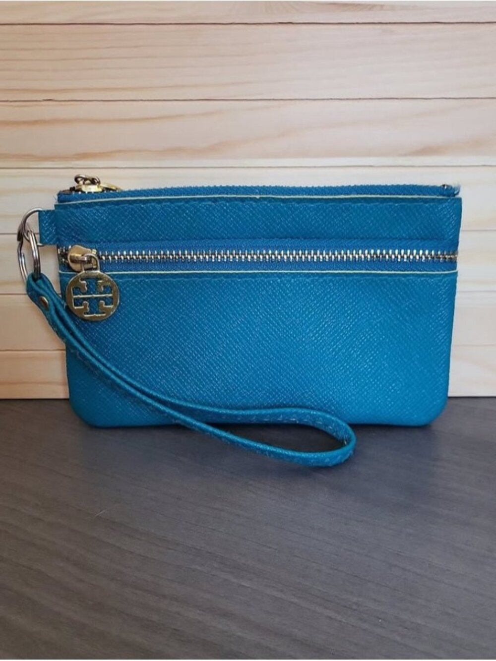 Teal Wristlet Pouch with Gold Hardware Chain Purse Card Holder BUNDLE & SAVE 30%